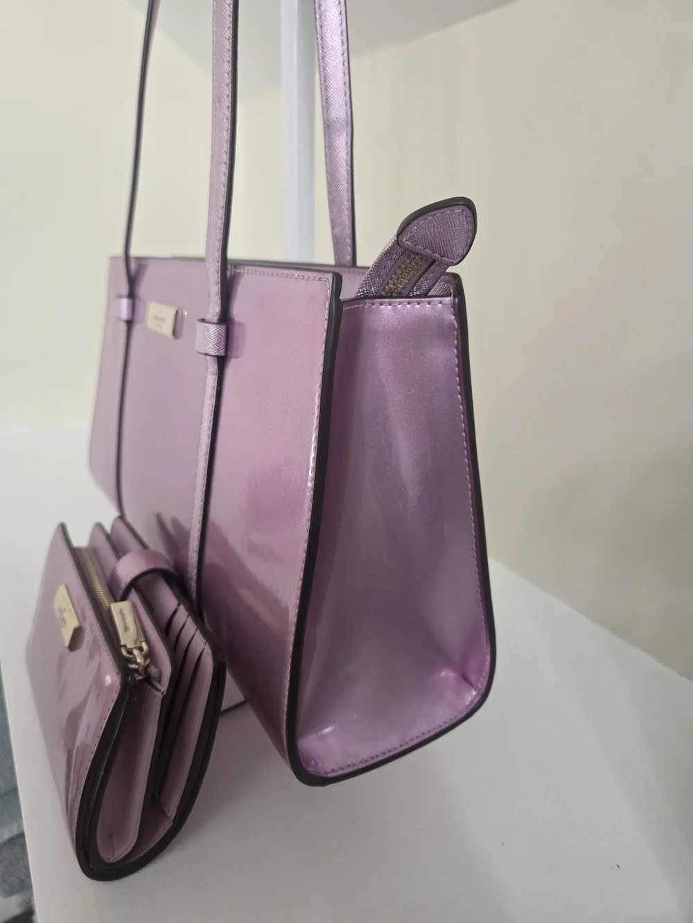 kate spade Metallic Lilac Shoulder Bag with Matching Wallet